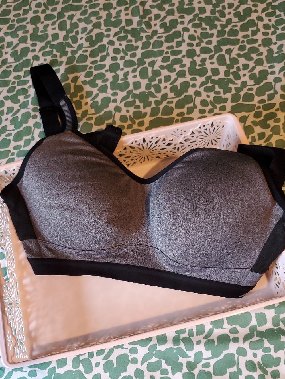 Avia Gray & Black Padded Wireless Sports Bra